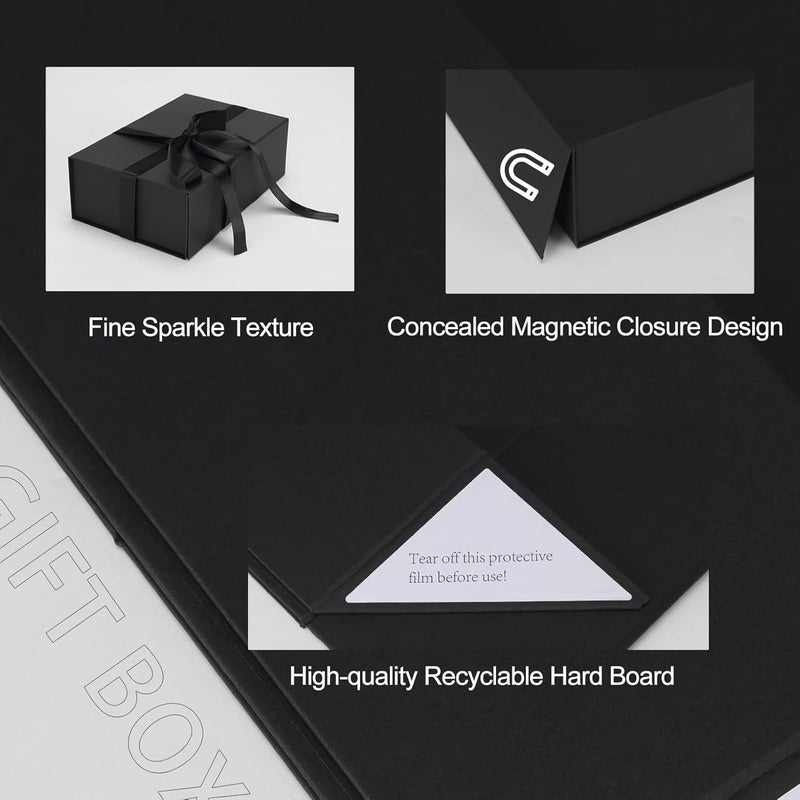 Ditwis 4 Pack 9.5x6x3 Inches Gift Boxes with Magnetic Closure Lids, Black Magnetic Box with Ribbon for Wedding, Groomsmen Bridesmaid Proposal, Birthdays, Mother's Day - Image 5
